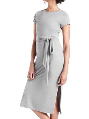 Athleta Essence Keyhole Dress Sz S NWT Grey Heather Midi Athleisure Dress 446877